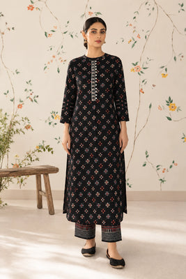 Black Printed Handwork Kurta With Pant Set