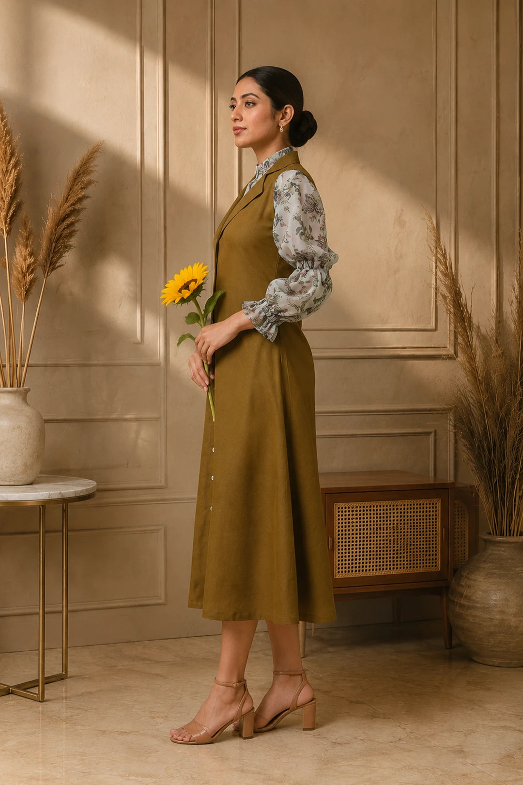 Livvy Floral Shirt & Olive Tunic Set