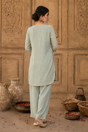 Sage Grey Sequin Angrakha Kurta Set