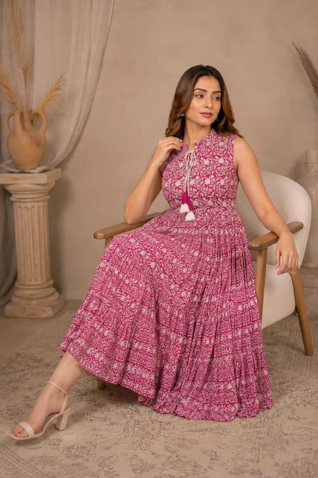 Parita Floral Jaal Block Printed Maxi Dress