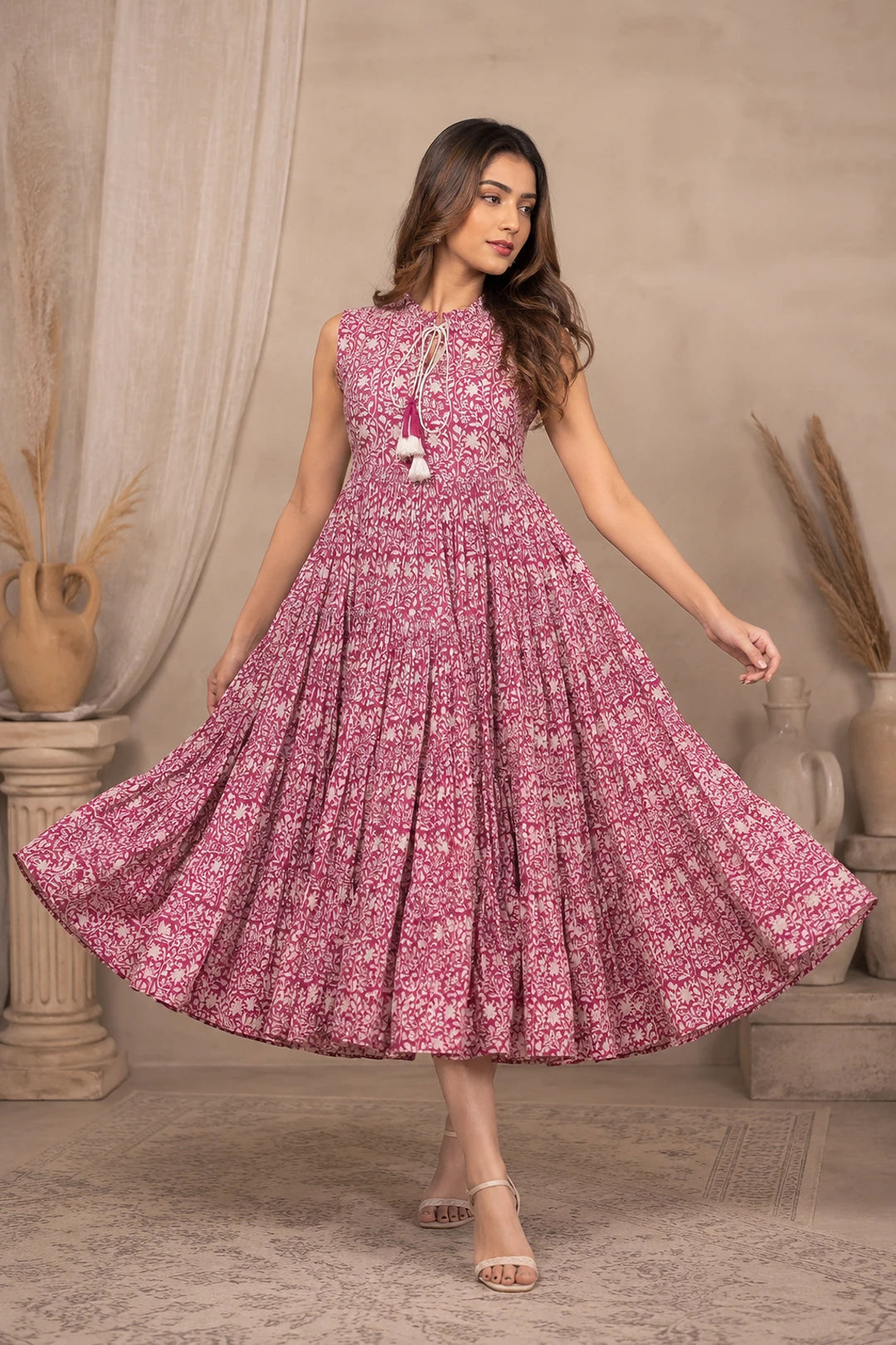 Parita Floral Jaal Block Printed Maxi Dress