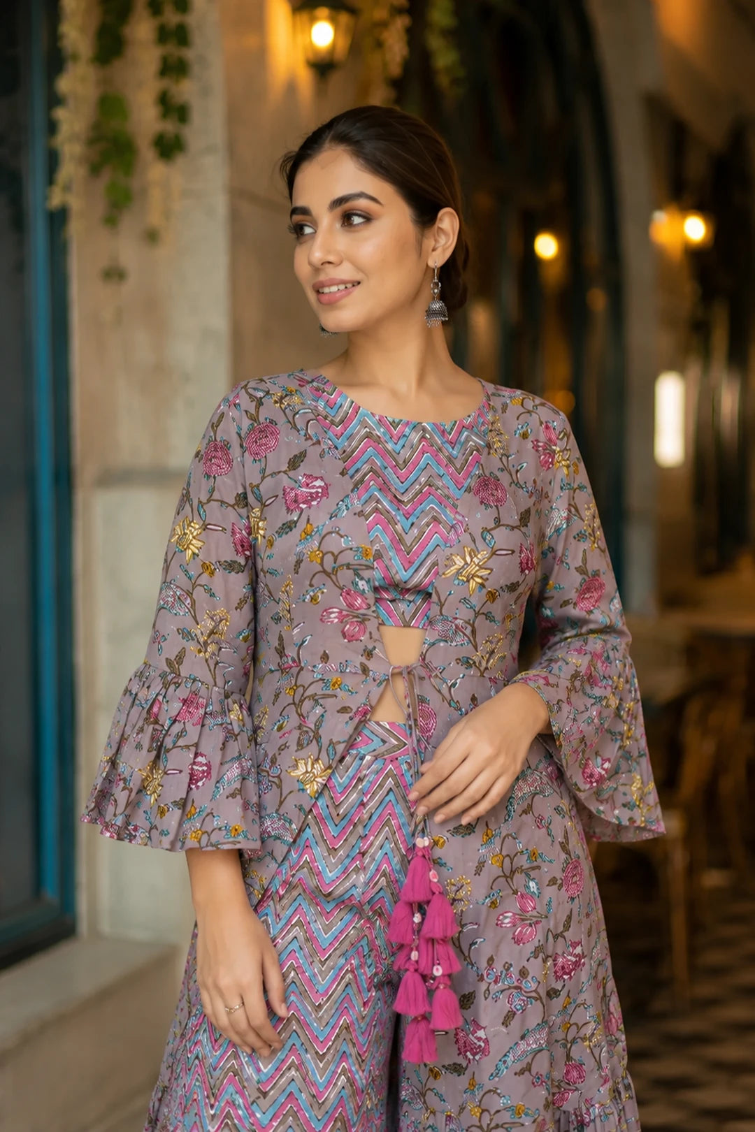 Adriti Top-Plazzo & Jacket Set