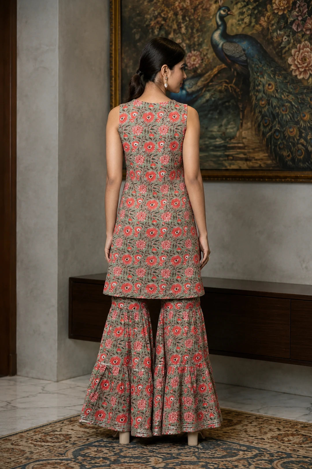 Aanya Floral Printed Kurti & Sharara Set