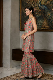 Aanya Floral Printed Kurti & Sharara Set