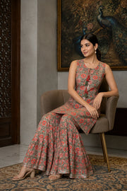 Aanya Floral Printed Kurti & Sharara Set