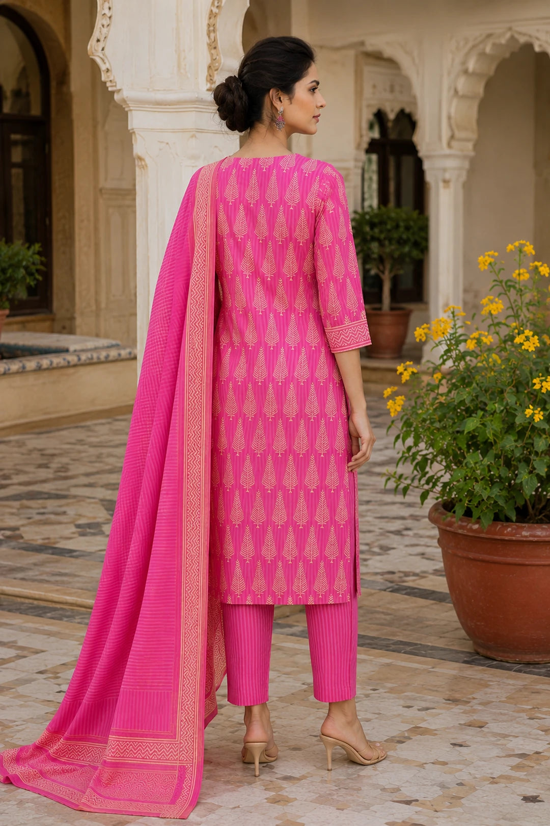 Parinita Block Printed Kurta-Pants & Dupatta Set