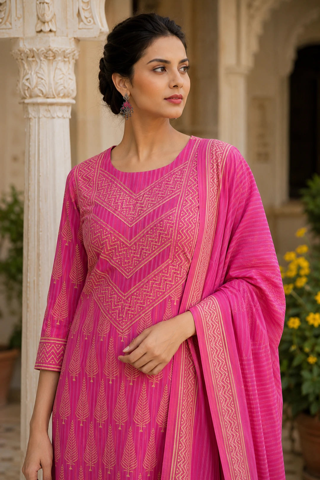 Parinita Block Printed Kurta-Pants & Dupatta Set