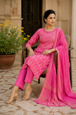 Parinita Block Printed Kurta-Pants & Dupatta Set