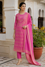 Parinita Block Printed Kurta-Pants & Dupatta Set