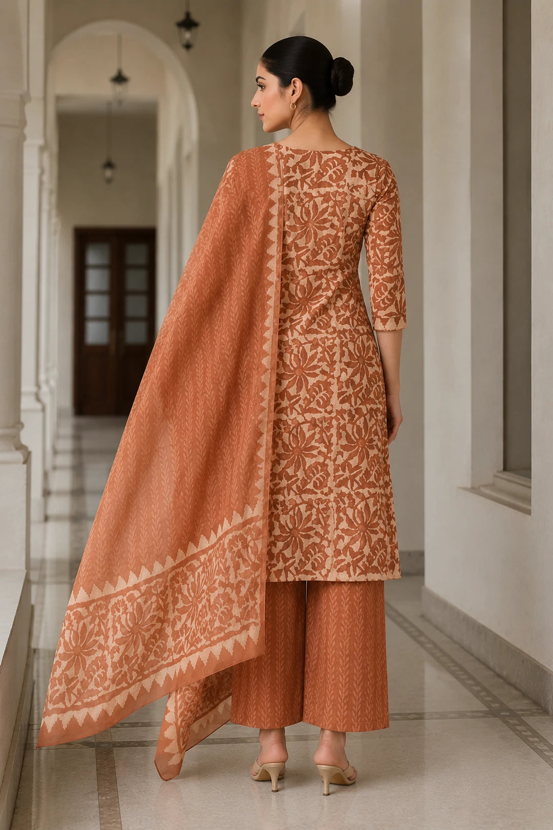Tarita Block Printed Kurta-Pants & Dupatta Set