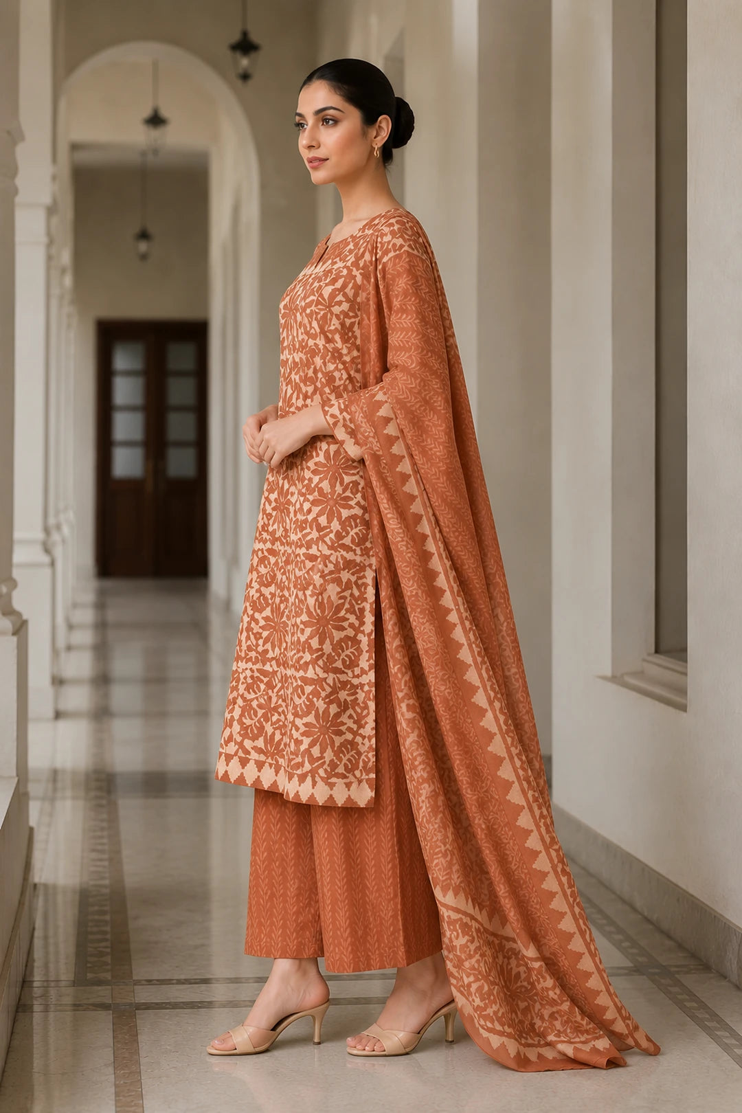 Tarita Block Printed Kurta-Pants & Dupatta Set