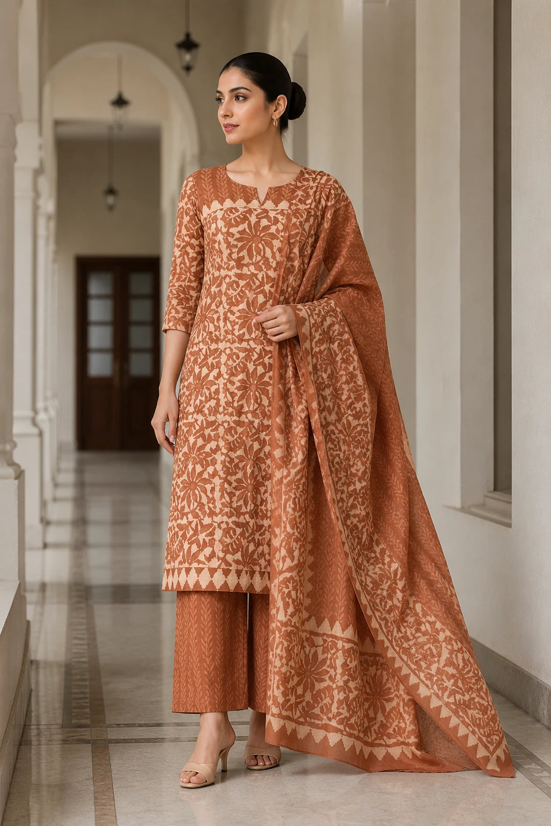 Tarita Block Printed Kurta-Pants & Dupatta Set