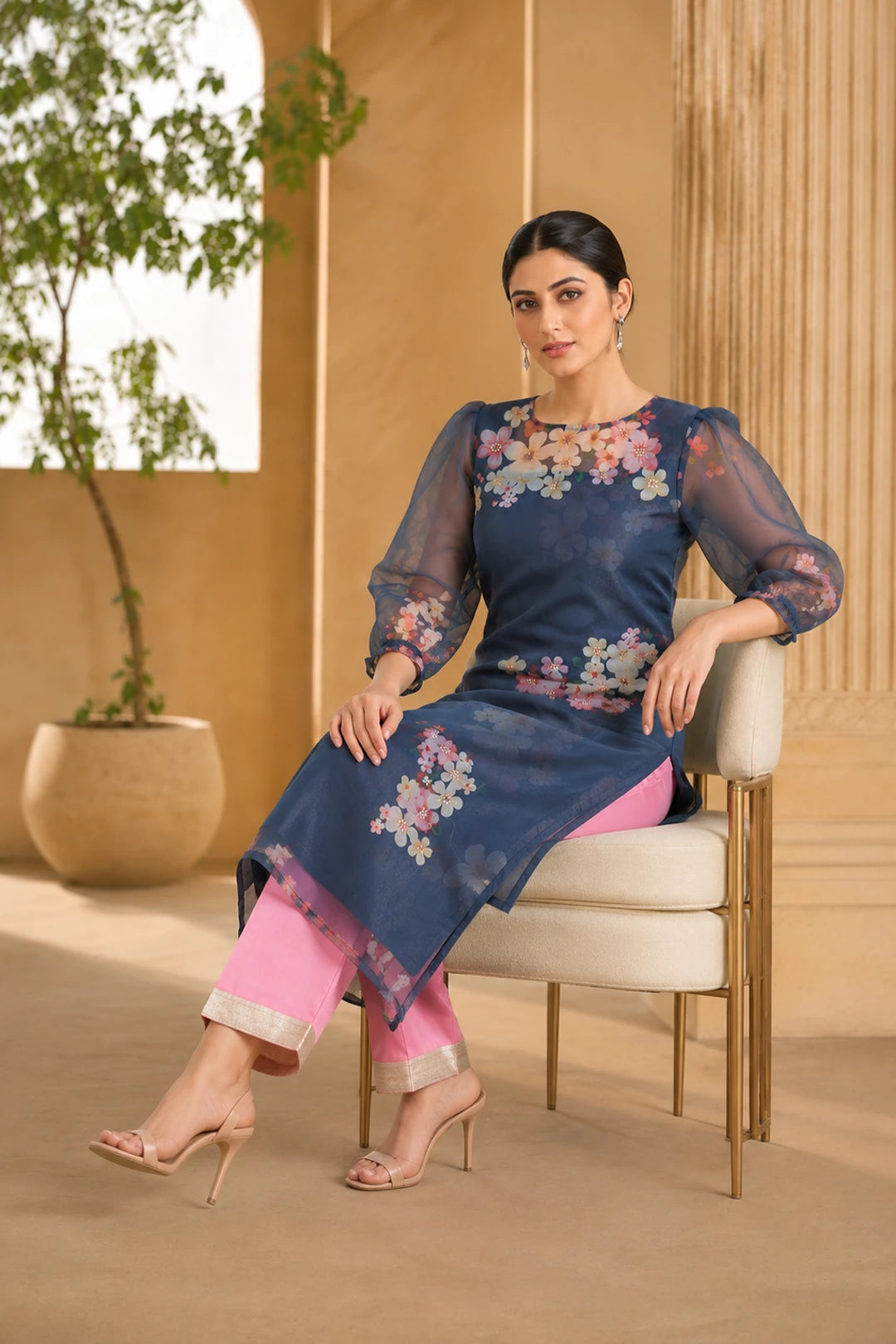 Organza Pittan Work Kurta With Pant