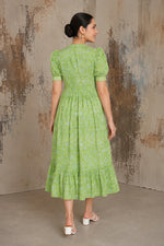 Green Floral Jaal Block Printed Dress