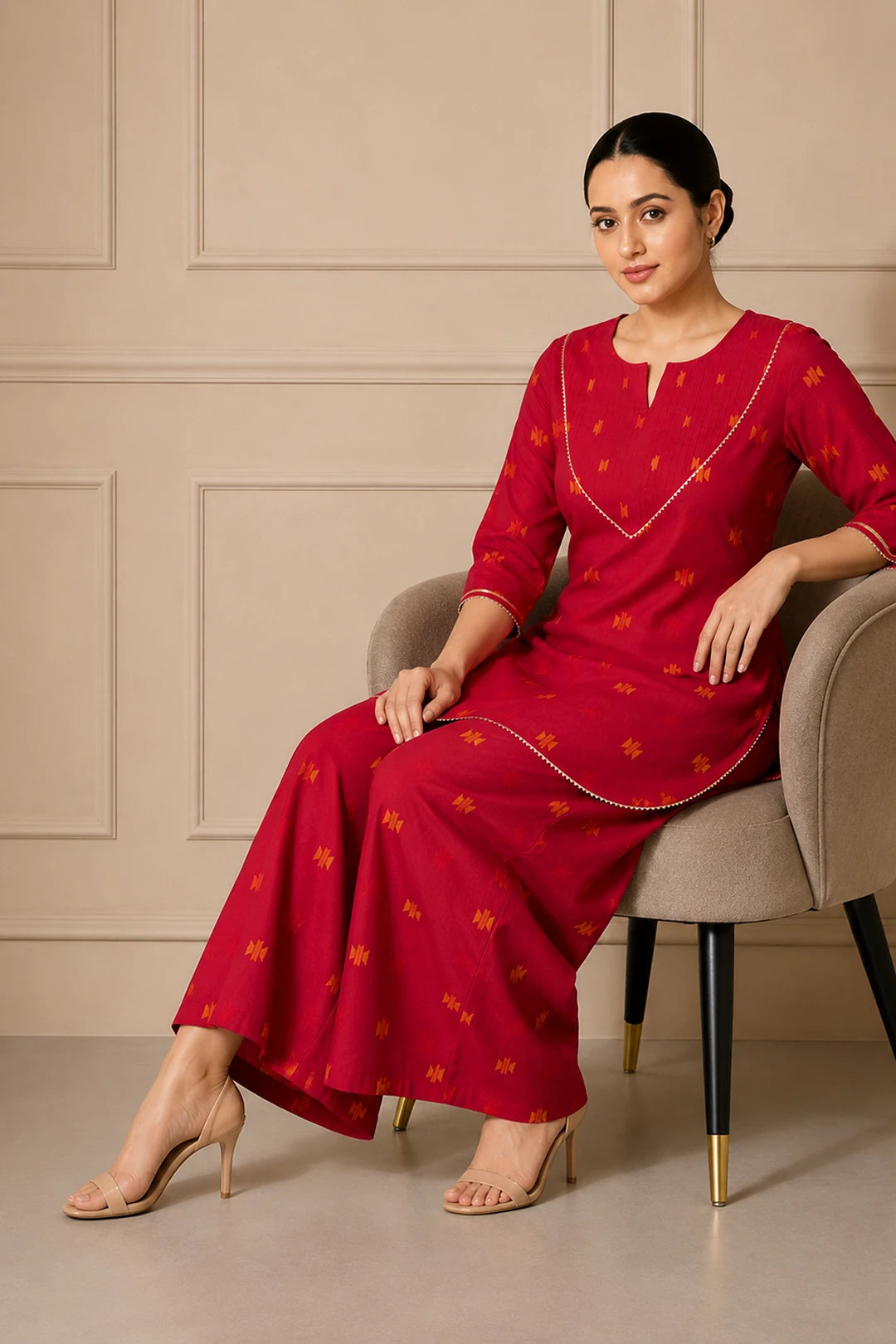 Ektha Yarn Dyed Cotton Kurta & Pants Set