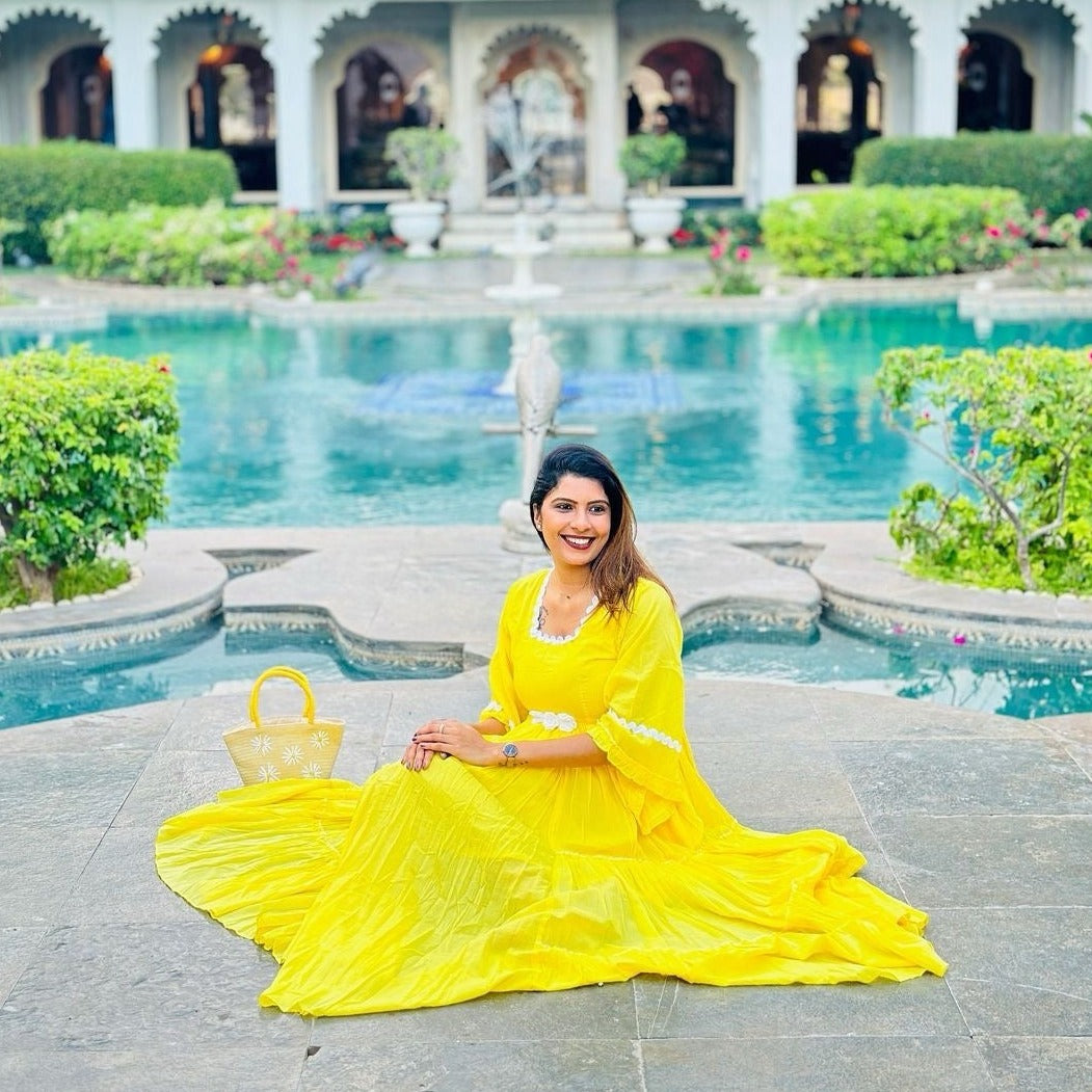 Elfin Yellow Comfy Cotton Dress