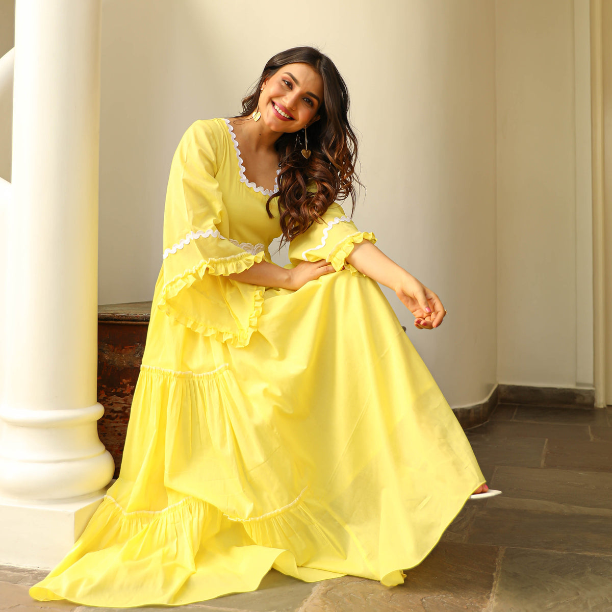 Elfin Yellow Comfy Cotton Dress