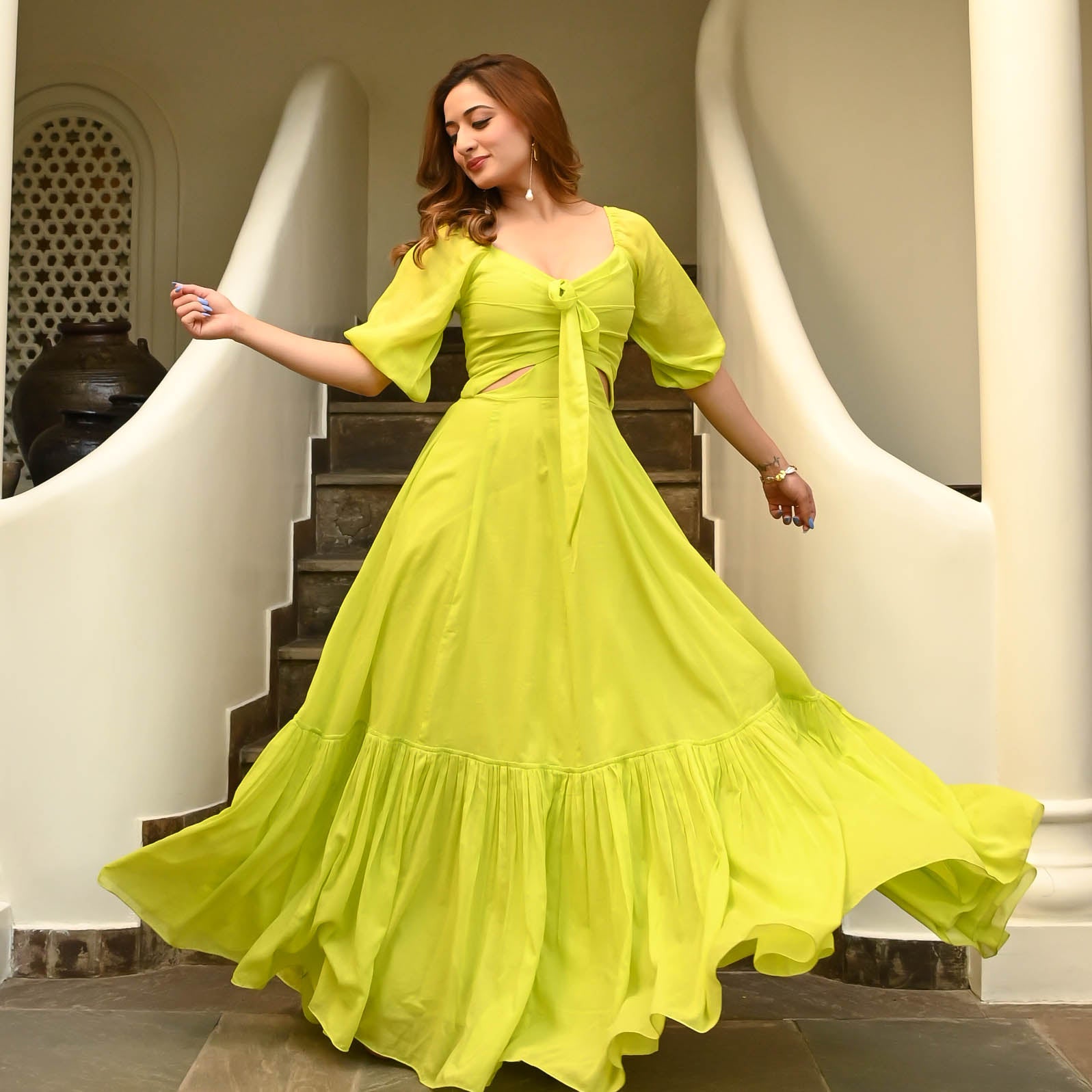 Green Oasis Designer Cotton Dress For Women Online Green Oasis Designer Cotton Dress For Women Online