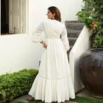 Bunai Whimsical White Lace Cotton Dress