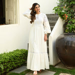 Bunai Whimsical White Lace Cotton Dress
