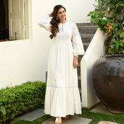 Bunai Whimsical White Lace Cotton Dress