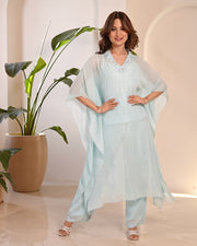 Sea Blue Georgette Kaftan Set