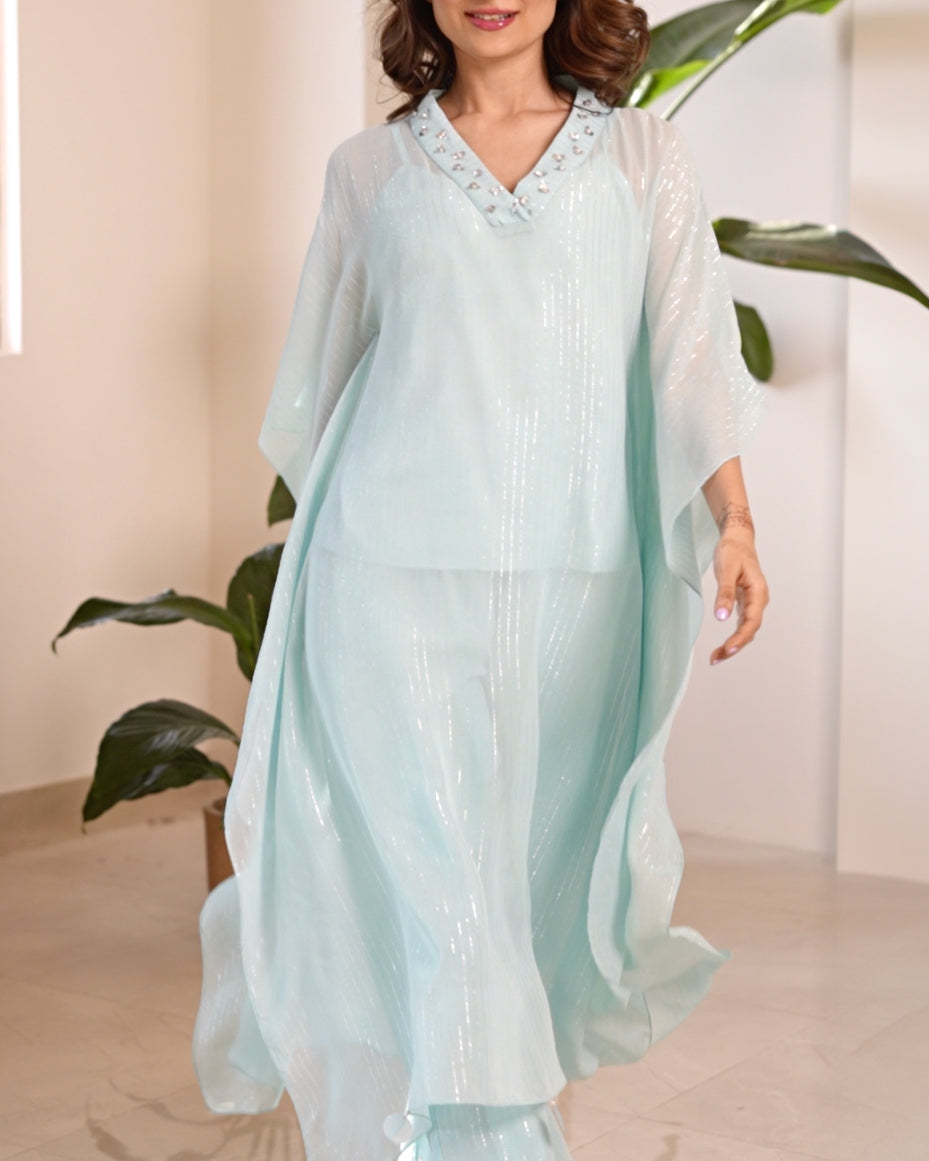 Sea Blue Georgette Kaftan Set