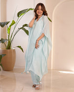 Sea Blue Georgette Kaftan Set