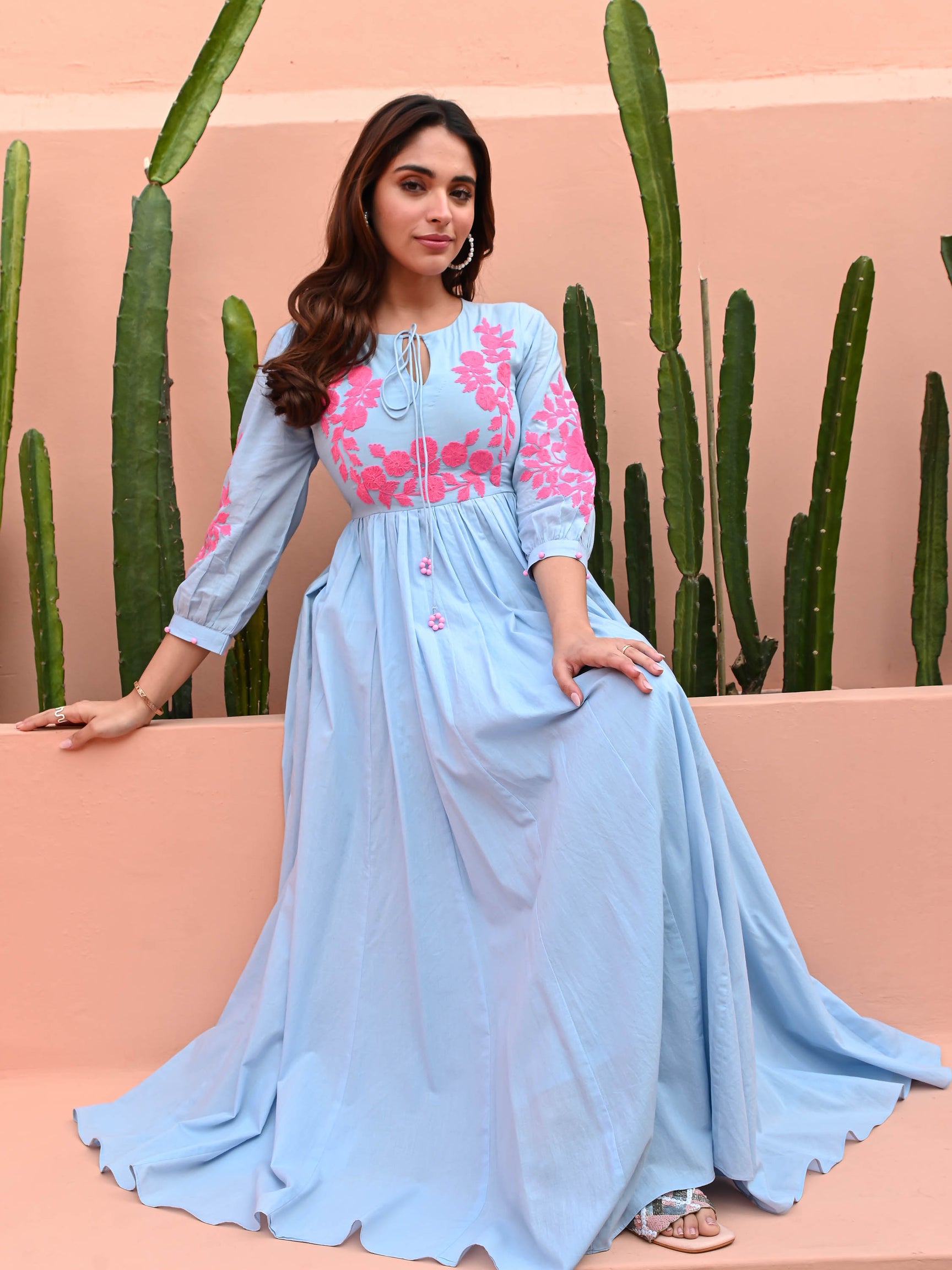 embroidered blue dress Rails | Fawn Dress - White Blue Embroidery | Premium Cotton | Size L