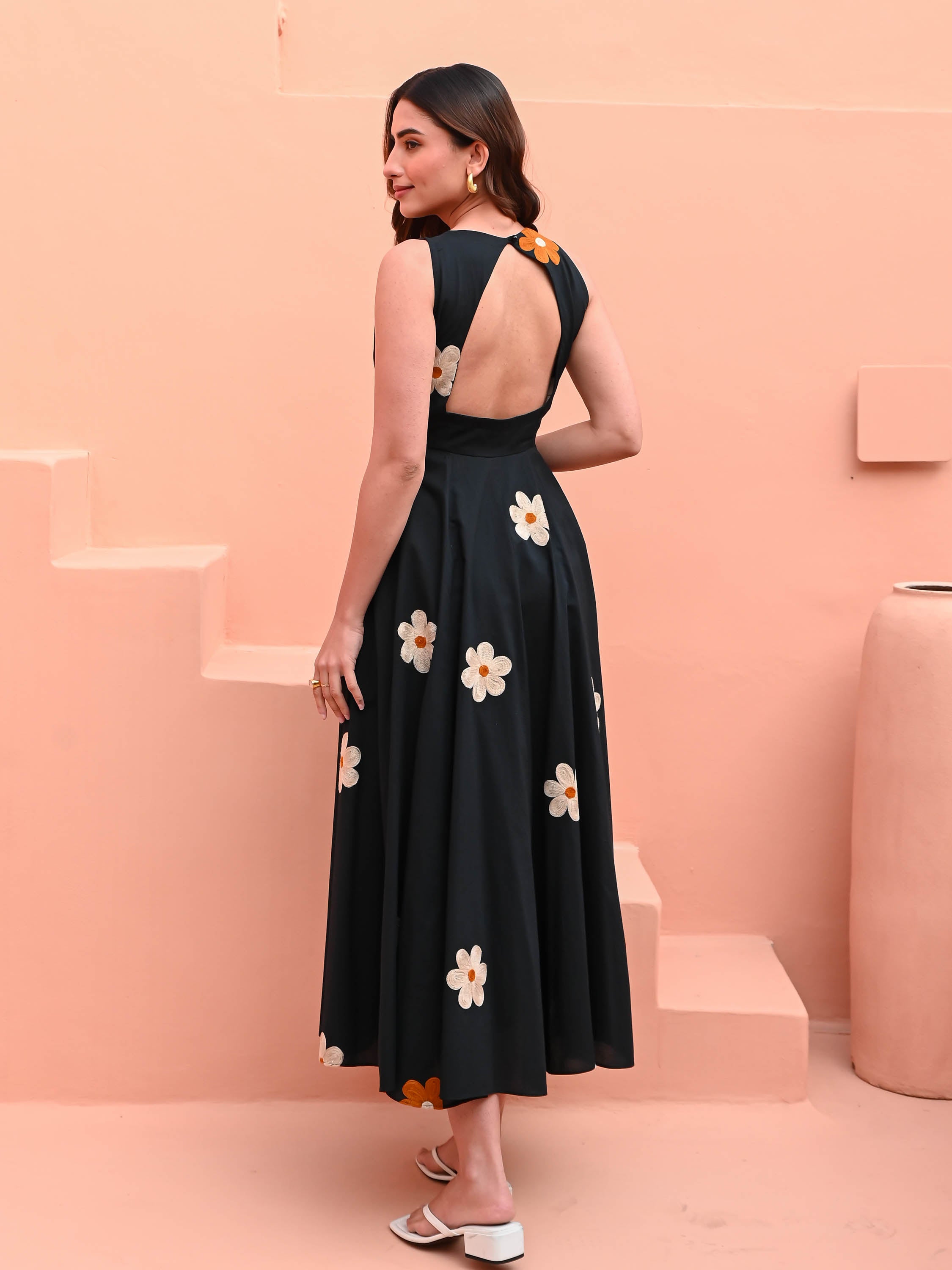Black Dress with Floral Embroidery Black Dress with Floral Embroidery