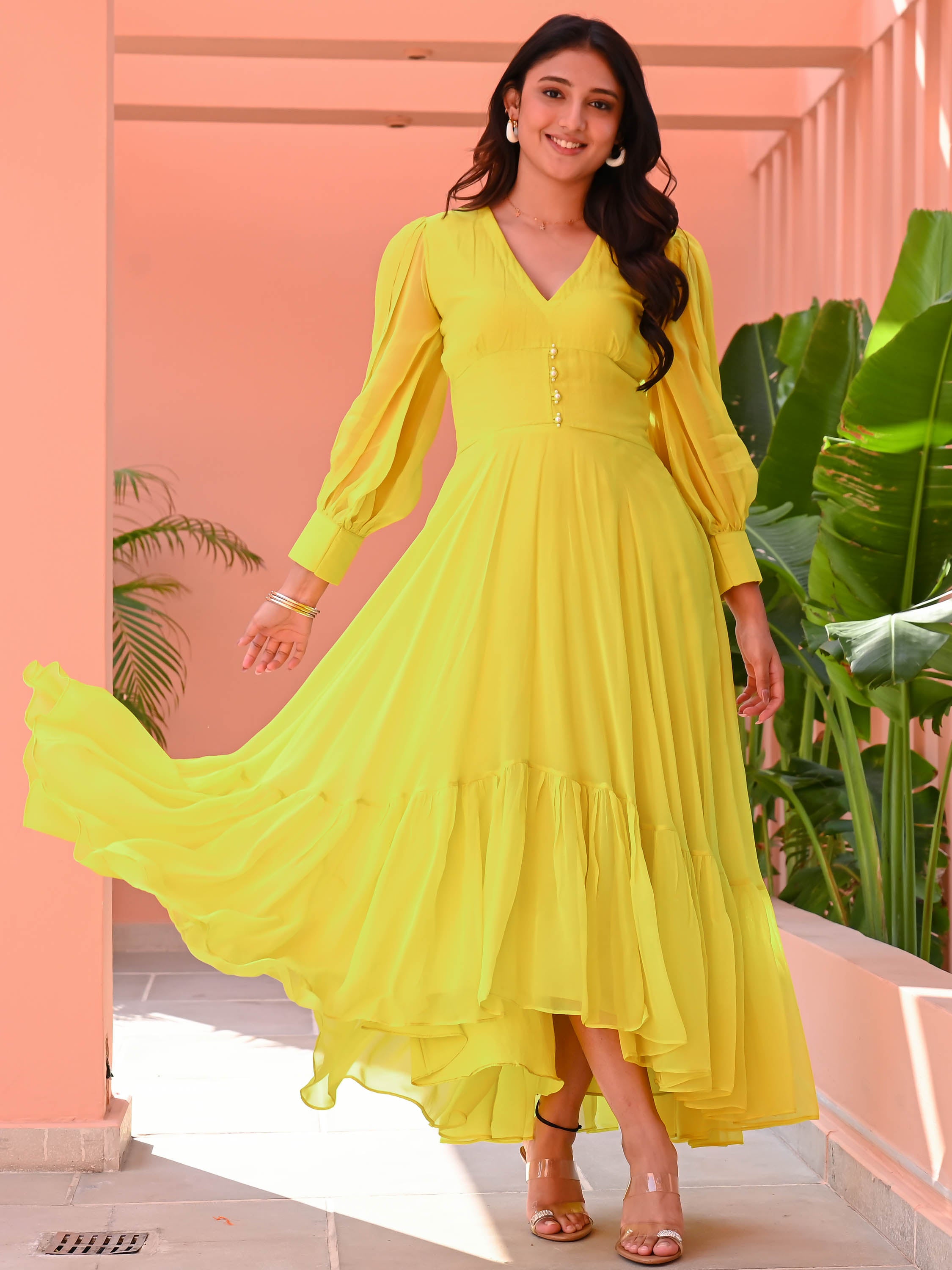 Lemon Green Organza Dress Lemon Green Organza Dress