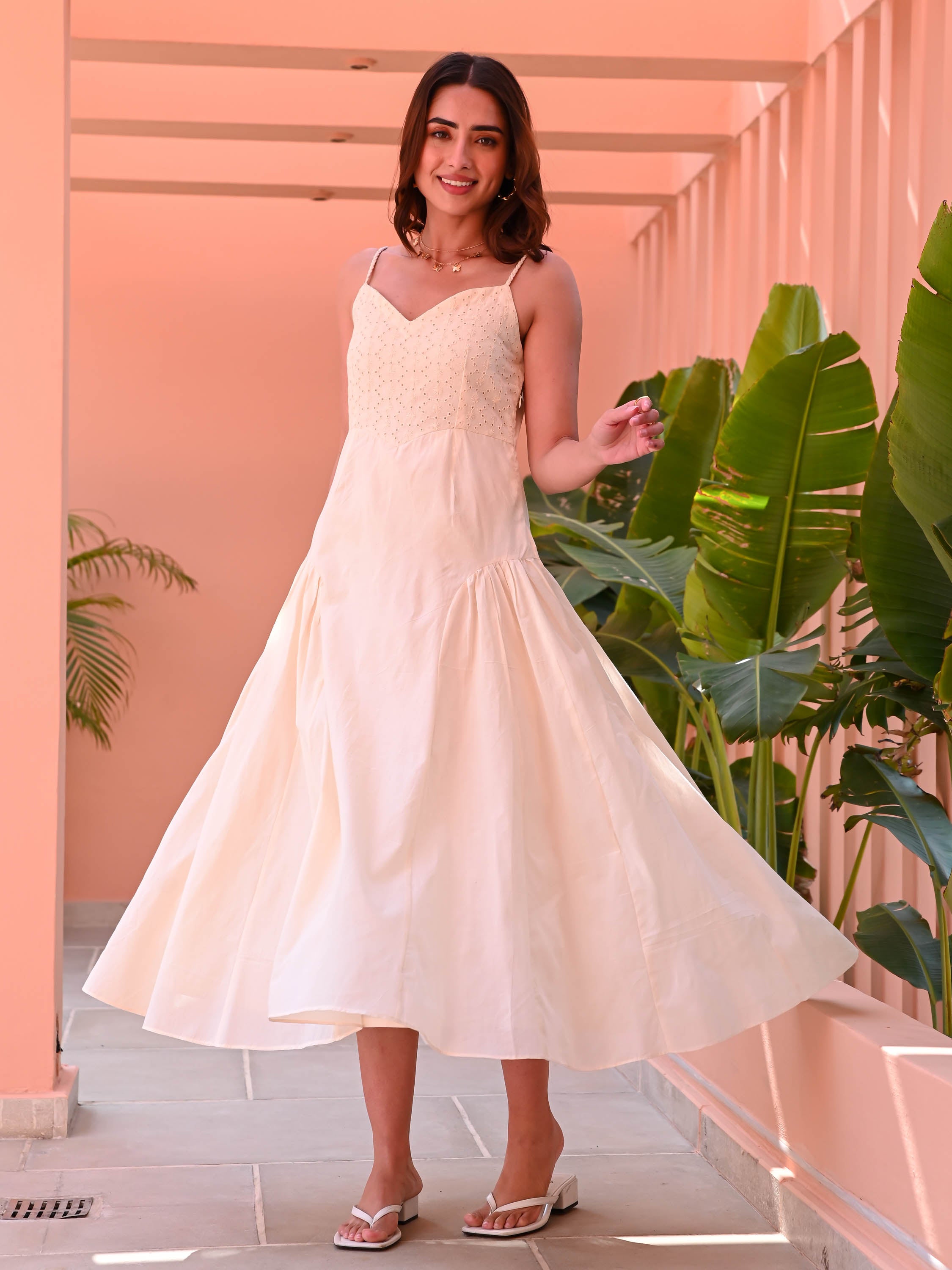 Off White Fit and Flare Dress Off White Fit and Flare Dress