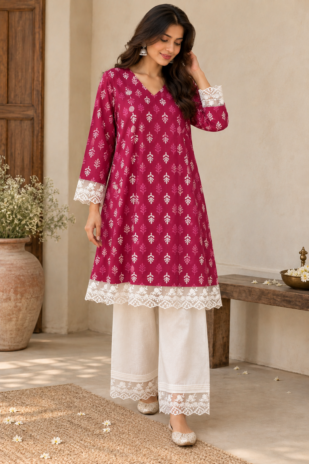Magenta Cotton Co-ord Set