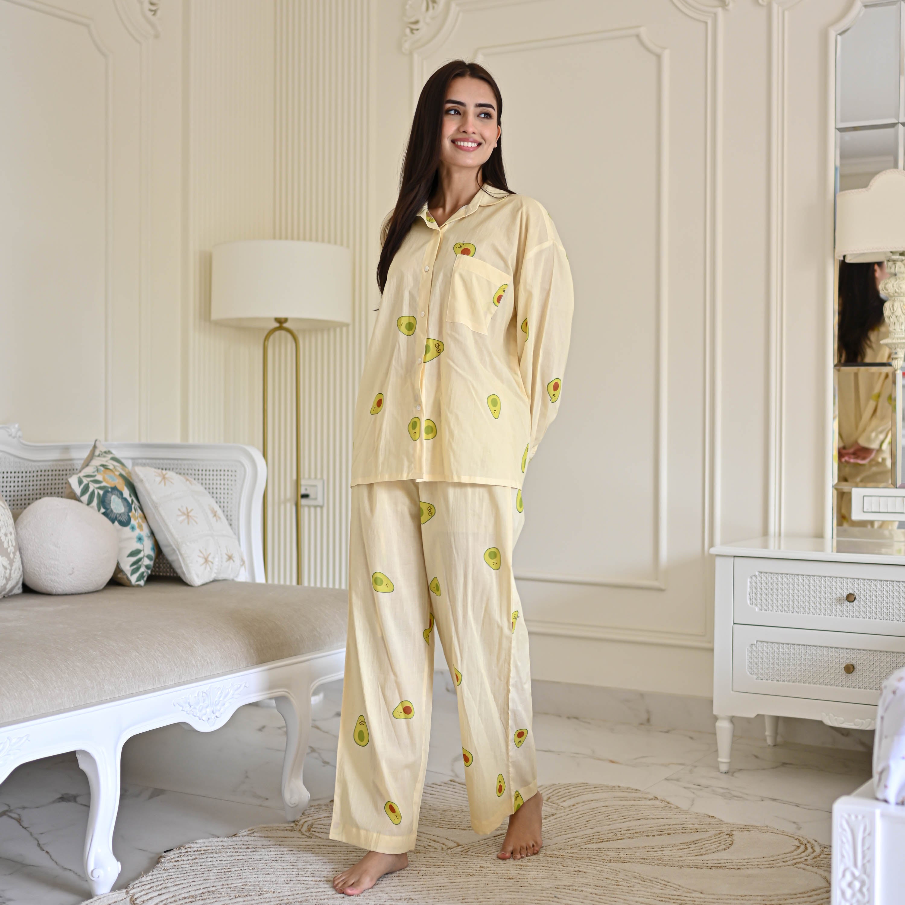 Avocado Cotton Pyjama Set For Women Online