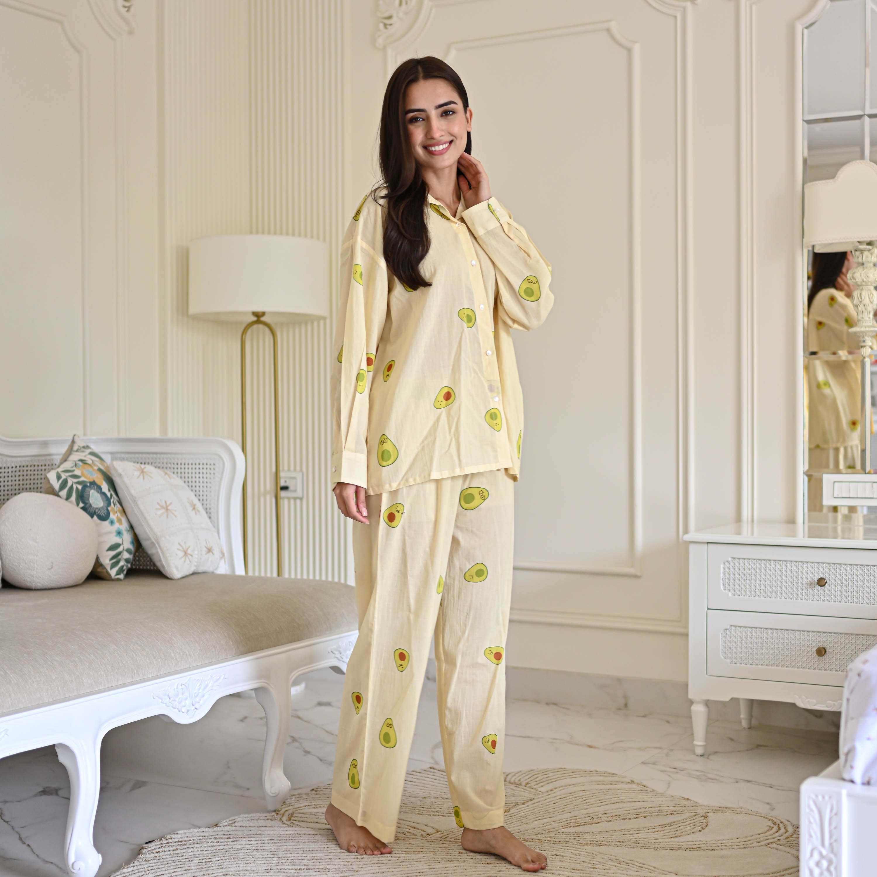 Avocado Cotton Pyjama Set For Women Online