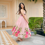 Pink Rose Cotton Dobby Dress for Women Online