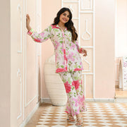 White Floral Cotton Co-ord Set for Women Online