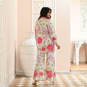 White Floral Cotton Co-ord Set for Women Online