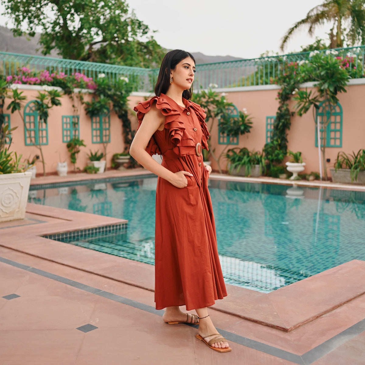 Bunai Brown Whisper Cotton Dress