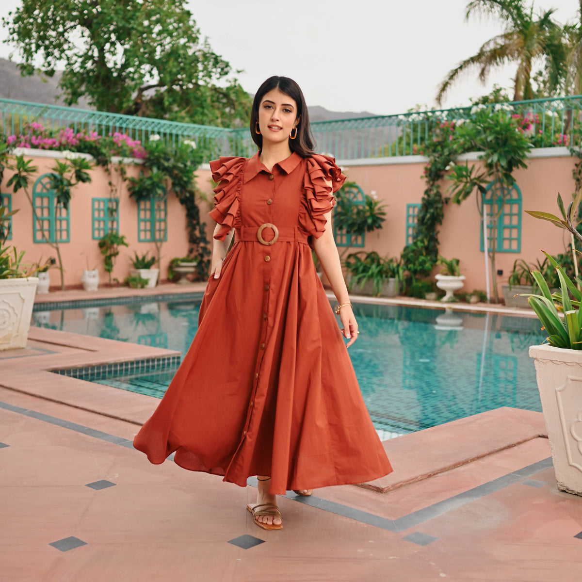 Bunai Brown Whisper Cotton Dress