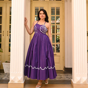 Bunai Avery Purple Cotton Dress