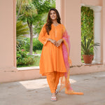 Orange Bandhej Cotton Suit Set