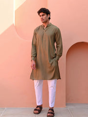Dark Olive Men Long Kurta