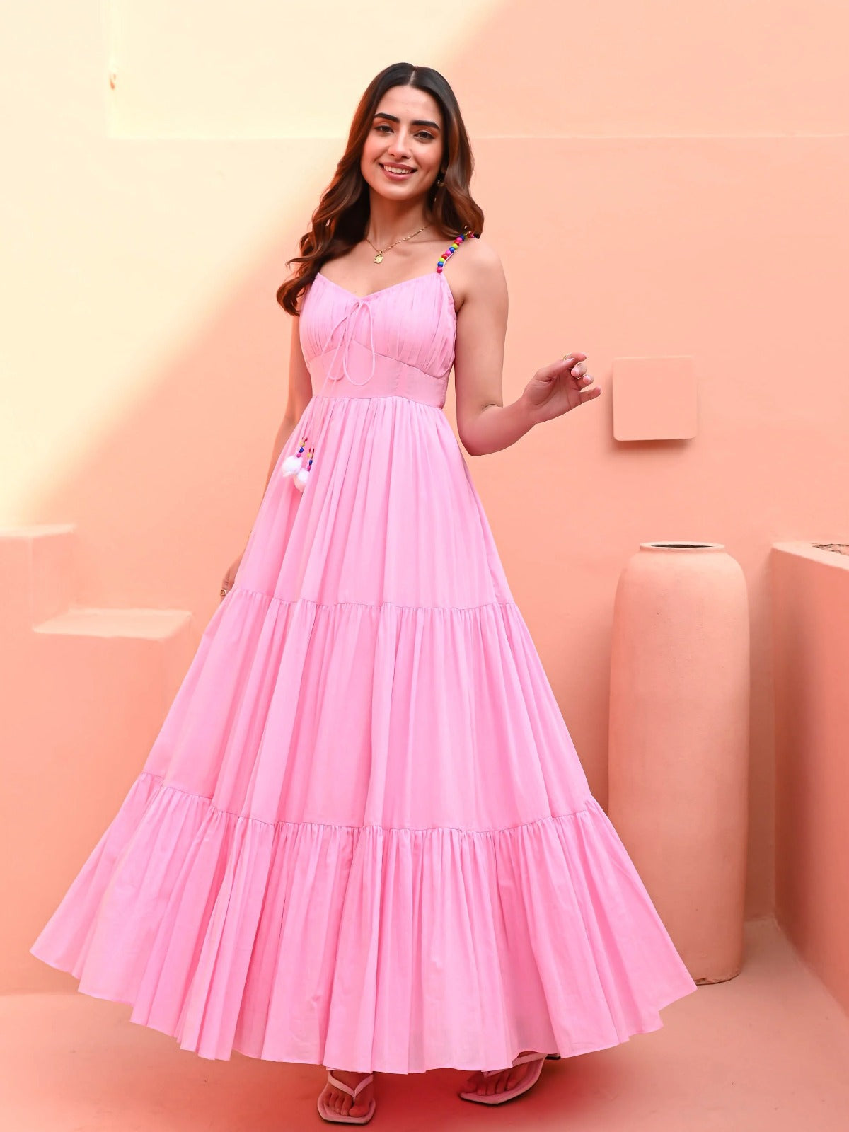 Light Pink Sleeveless Cotton Dress
