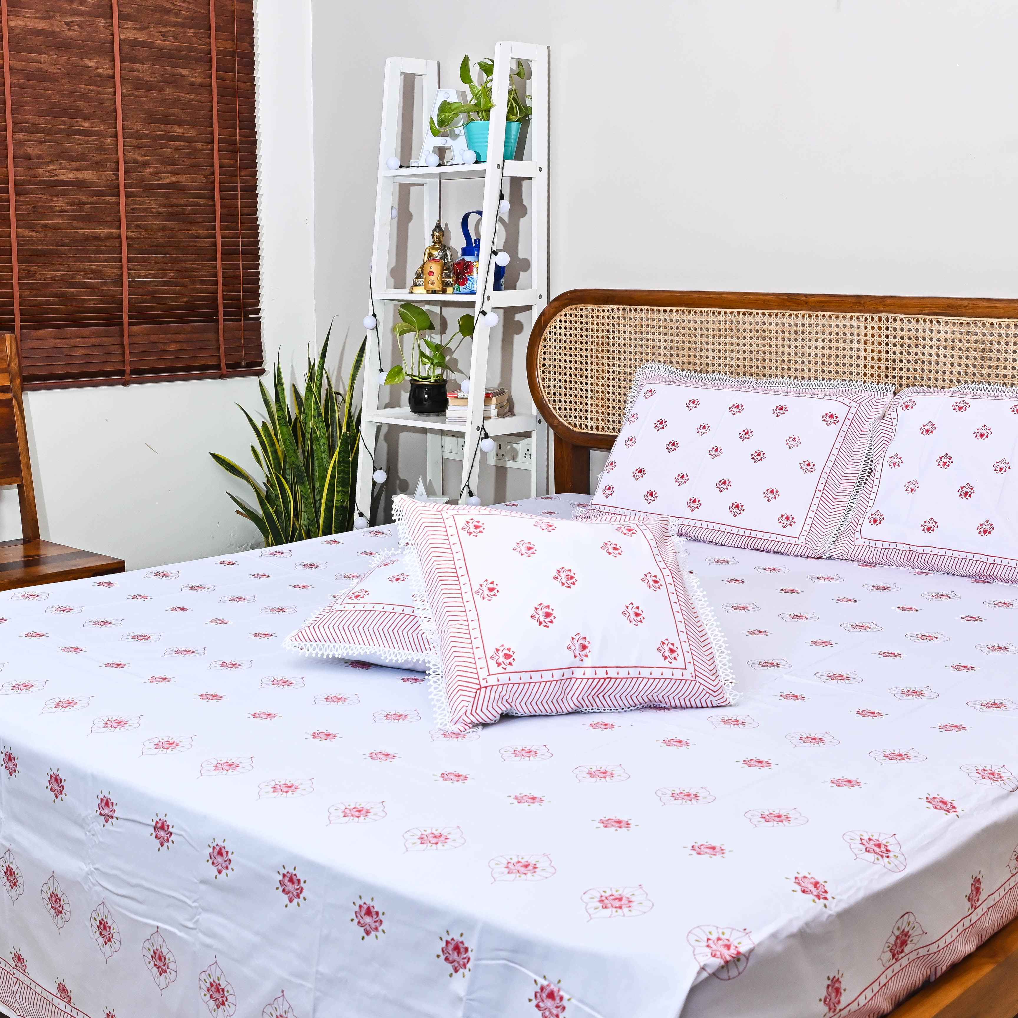 Lotus Handblock printed bedsheet
