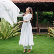 White Georgette Anarkali Set