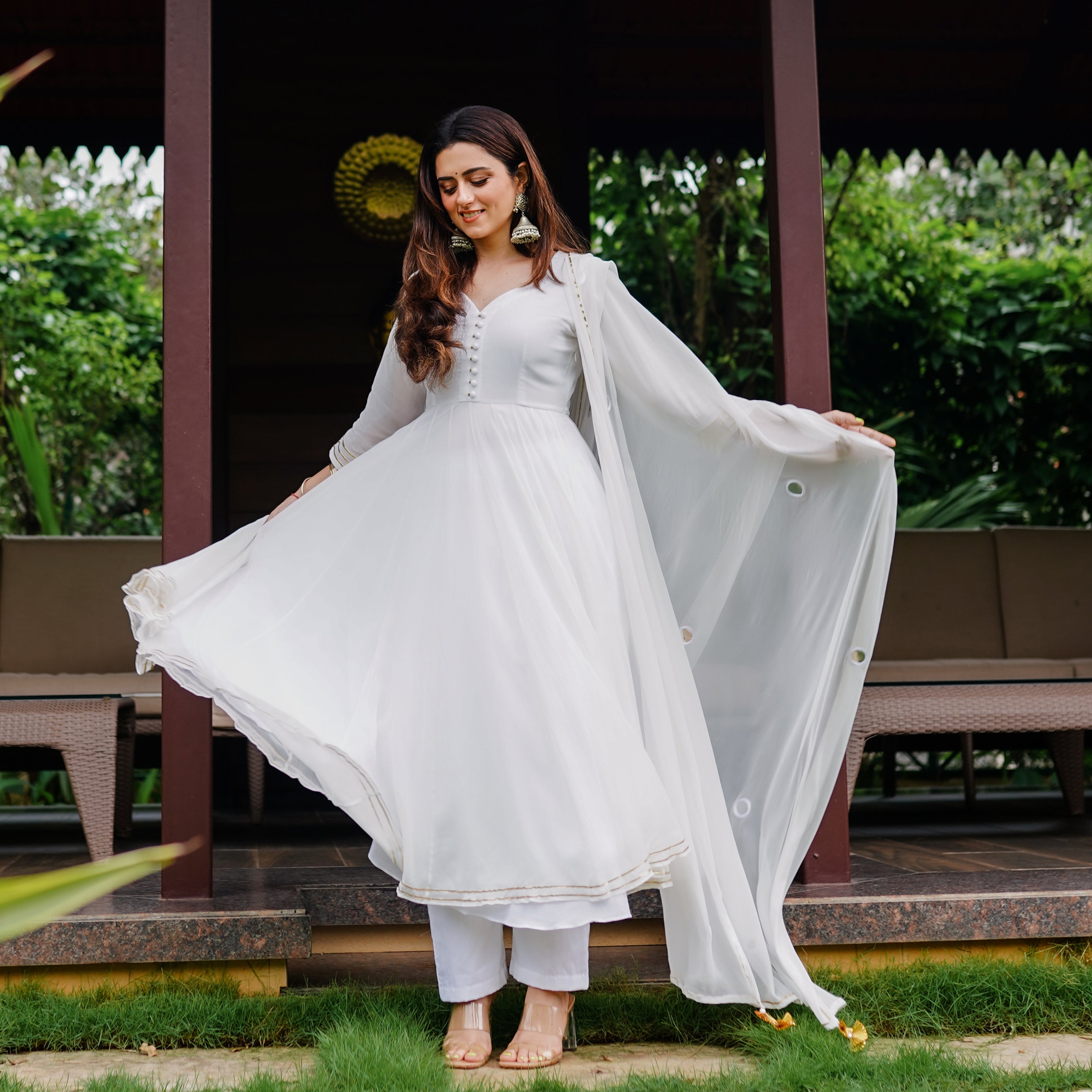 cotton white anarkali dress White Anarkali Suits for Women Elegant Ethnic Styles Online