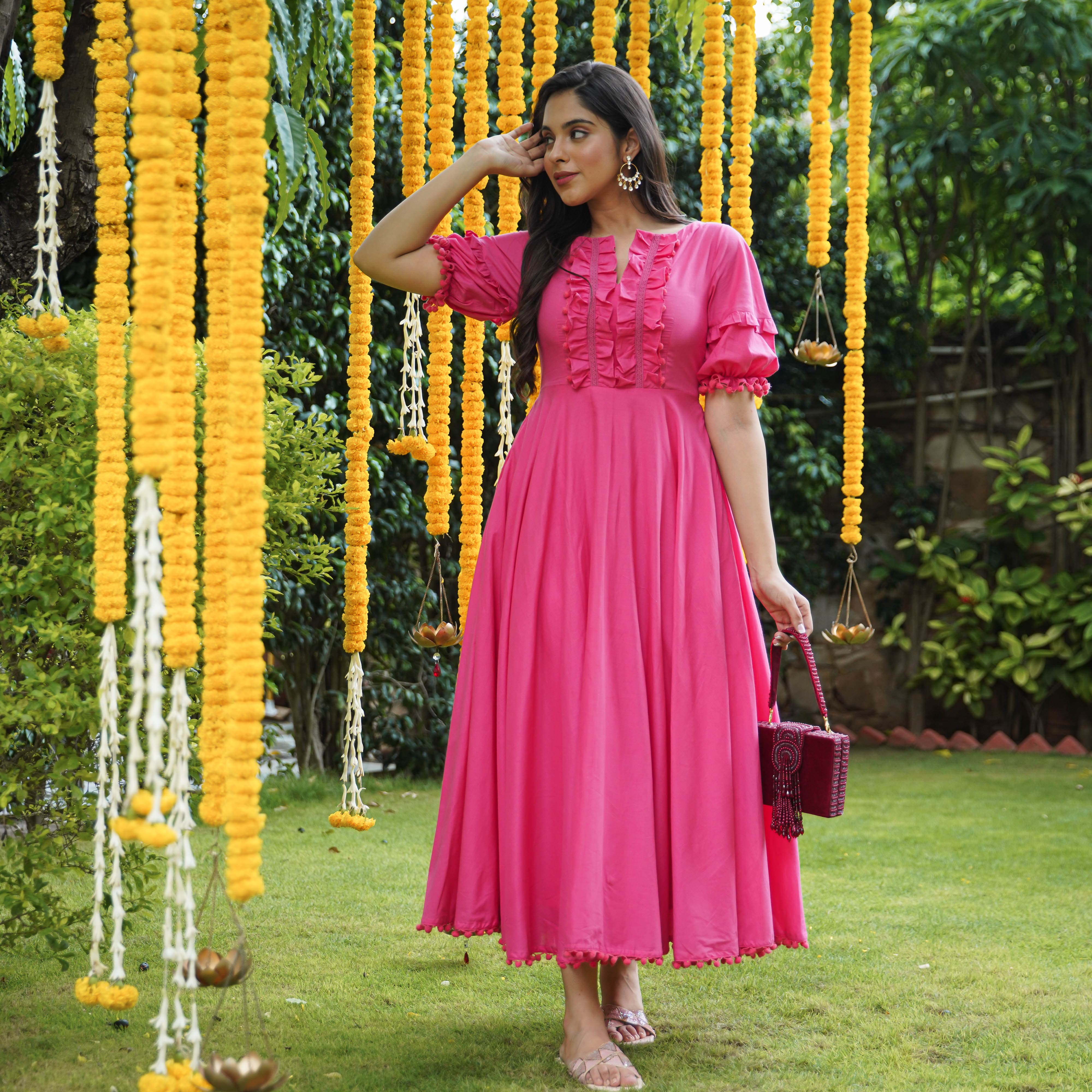 Buy Bunaai Eliza Pink Cotton Maxi Dress For Women Online Buy Bunaai Eliza Pink Cotton Maxi Dress For Women Online