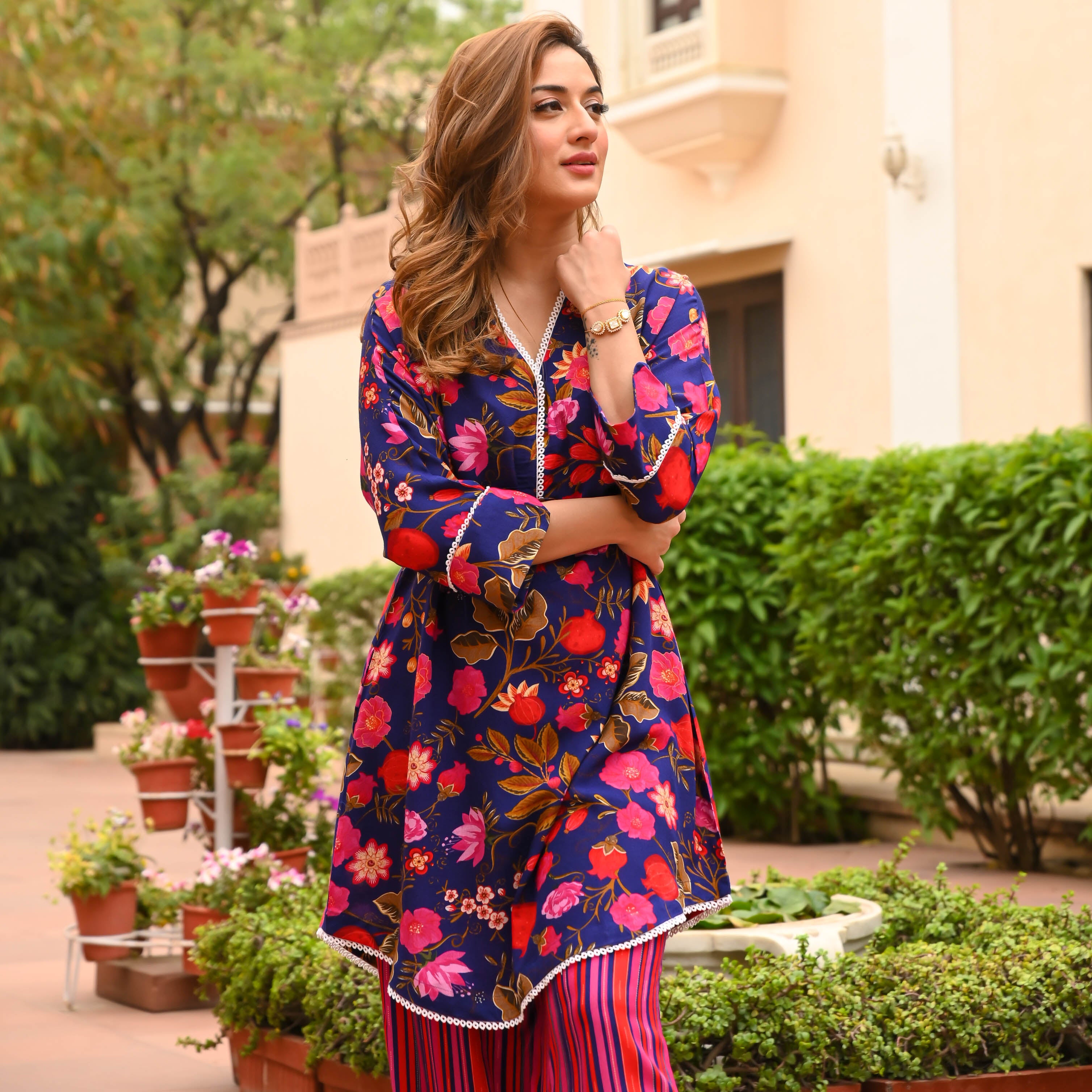 Petal Perfection Floral Pink Kurta Pant Set For Women Online 