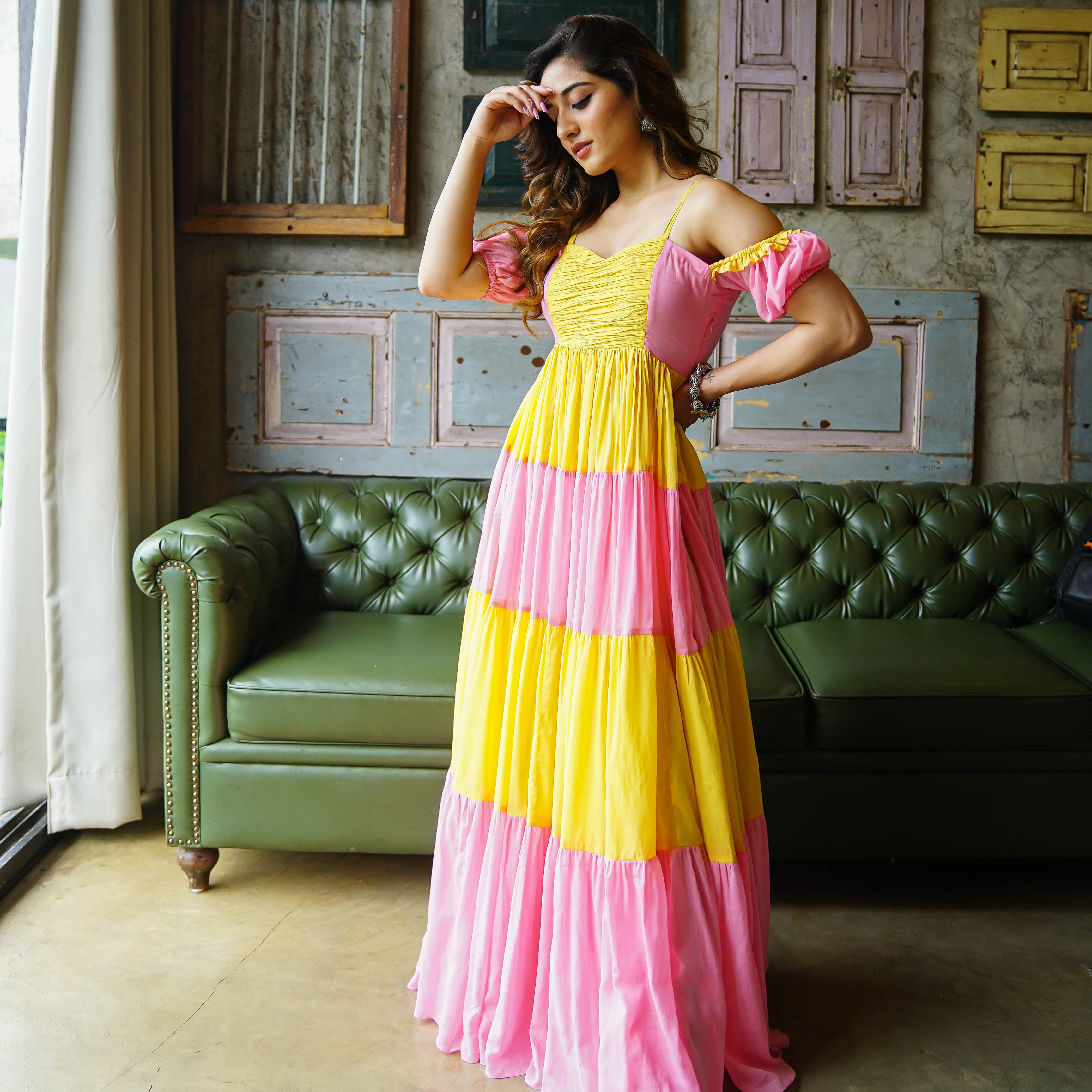 Tiered cotton maxi dress 